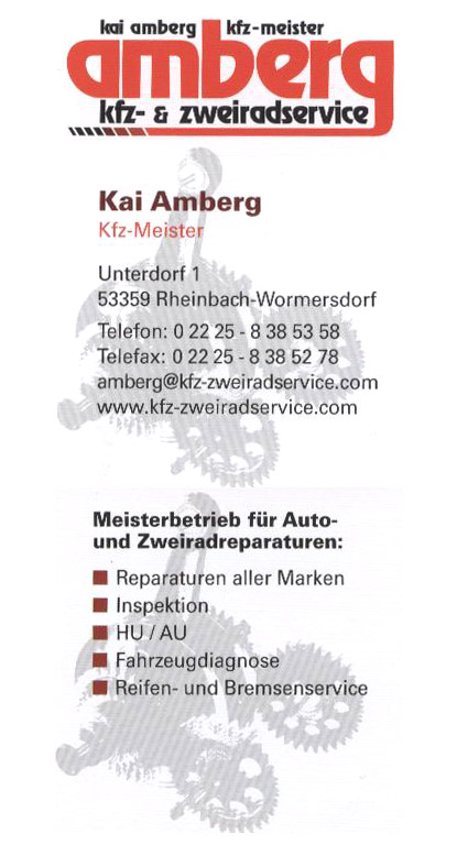 Werbung Kfz und Zweiradservice Amberg